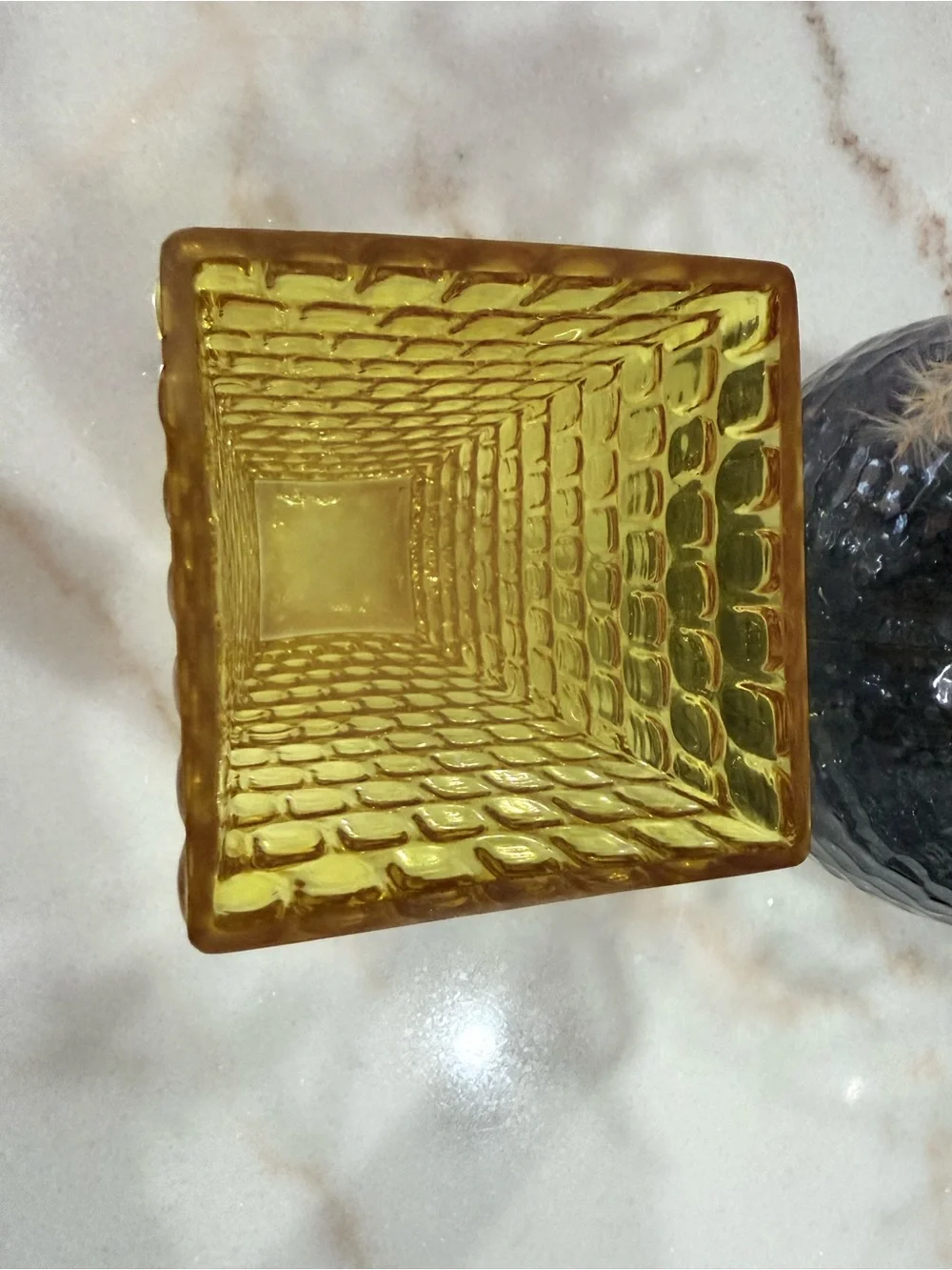 Vintage Amber Glass Square Vase 8